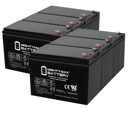 MIGHTY MAX BATTERY ML7-12 - 12 VOLT 7.2 AH SLA BATTERY - PACK OF 6 ML7-12MP636171496921283